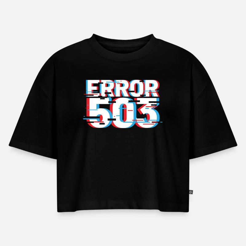 Error 503 Glitch - Women’s Premium Oversized Organic Cropped T-Shirt - black