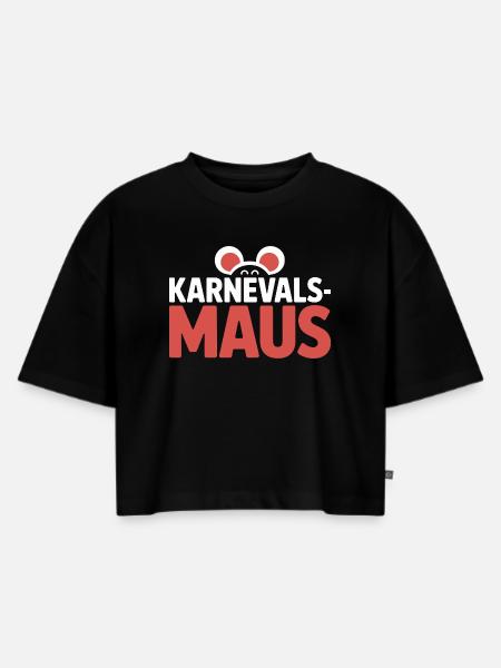 Karnevalsmaus Karneval Köln Kölner Karnevals Maus - Frauen Premium Oversized Bio Cropped T-Shirt - Schwarz