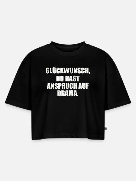 Sarkasmus - Frauen Premium Oversized Bio Cropped T-Shirt - Schwarz