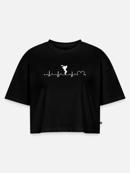 Stepptanzende Silhouette Retro Rhythmus Step-Schuhe - Frauen Premium Oversized Bio Cropped T-Shirt - Schwarz