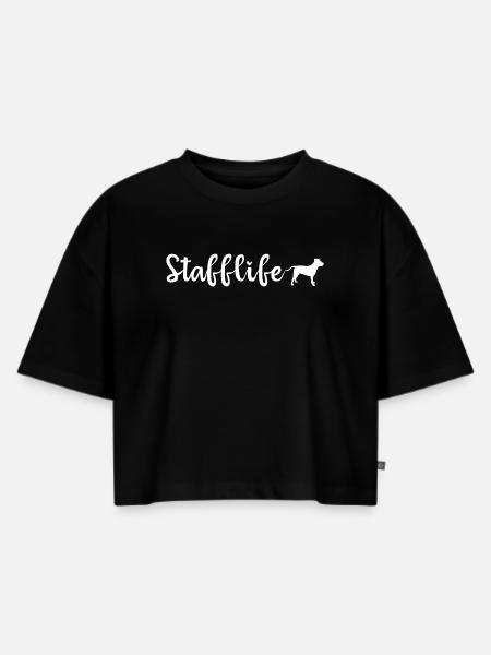 Staffordshire Terrier Stafflife - Frauen Premium Oversized Bio Cropped T-Shirt - Schwarz