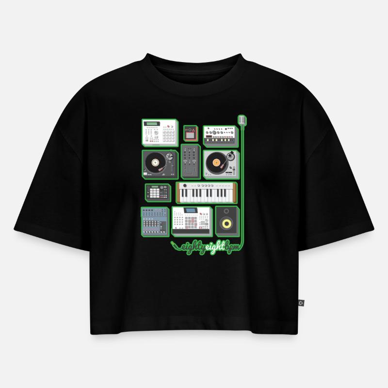 Ensemble complet de 88 BPM (vert) - Crop top Premium bio Oversize Femme - noir
