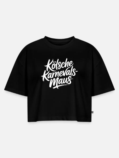 Kölsche Karnevalsmaus Karneval Köln Kölner Maus - Frauen Premium Oversized Bio Cropped T-Shirt - Schwarz