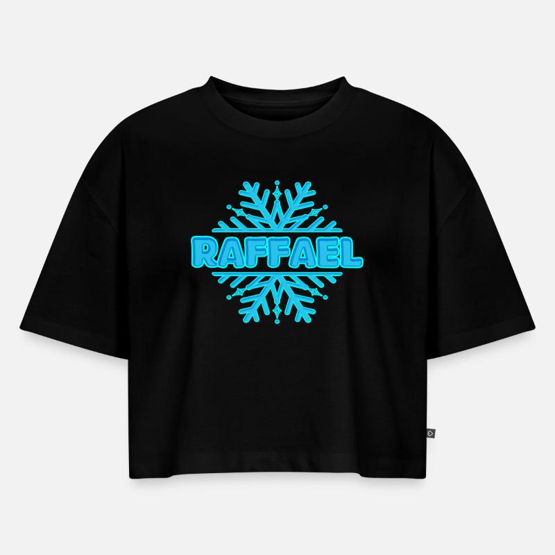 First name Raffael - Women’s Premium Oversized Organic Cropped T-Shirt - black