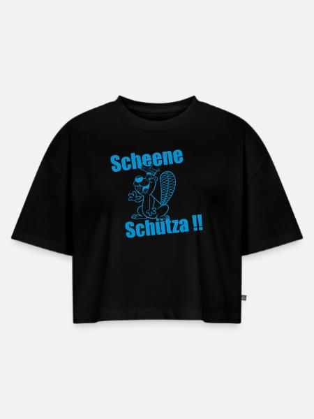 Scheene Schütza 06 - Frauen Premium Oversized Bio Cropped T-Shirt - Schwarz