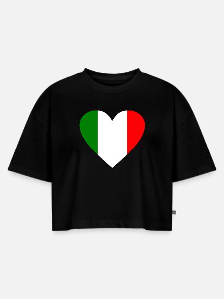 Italien - Frauen Premium Oversized Bio Cropped T-Shirt - Schwarz