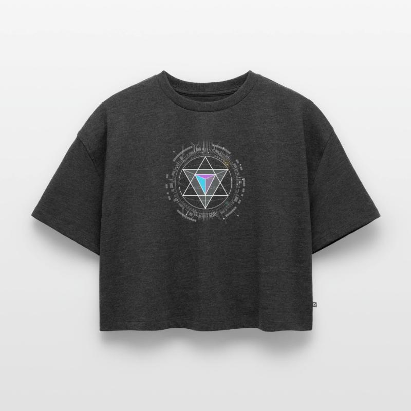 nerd CPU pyramide illuminati game wow hacker code Frauen Premium Oversized Bio Cropped T-Shirt