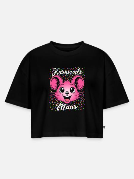 Karnevals Maus | Partner Kostüm Damen - Frauen Premium Oversized Bio Cropped T-Shirt - Schwarz