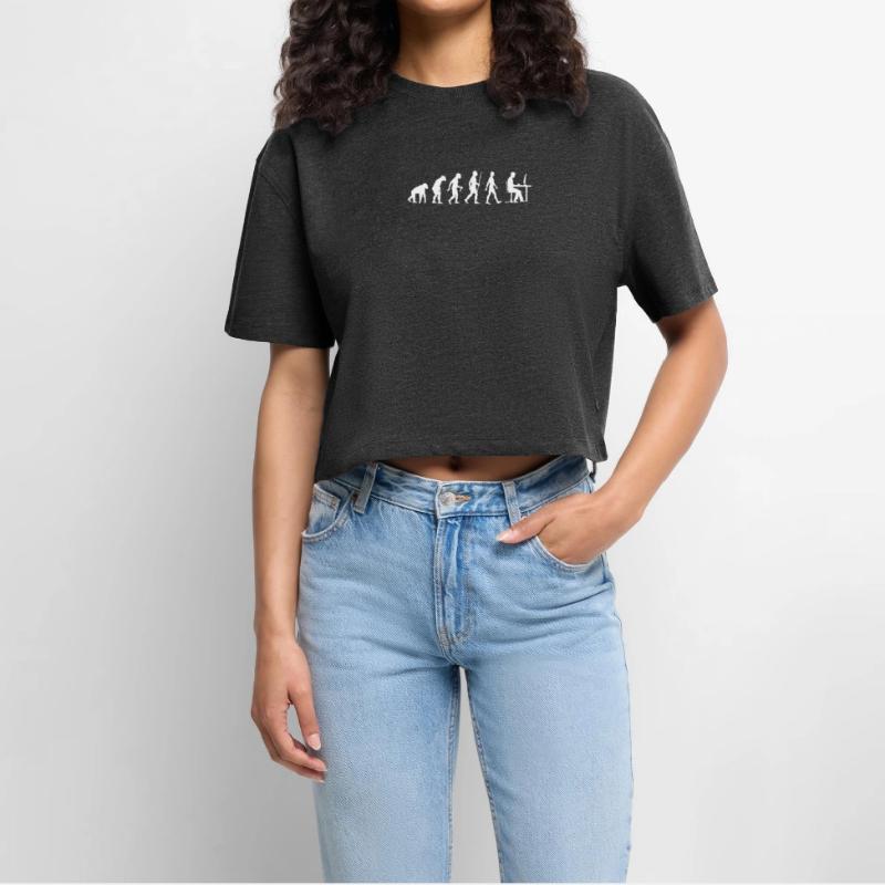 Programmer Evolution Computer Scientist Developer Women’s Premium Oversized Organic Cropped T-Shirt