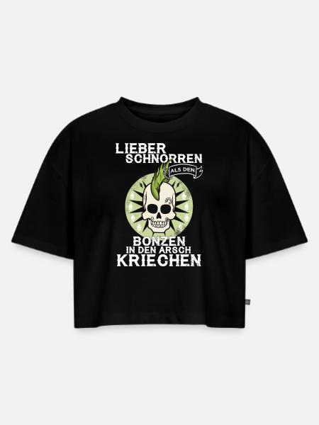 PUNK - Arsch kriechen - Frauen Premium Oversized Bio Cropped T-Shirt - Schwarz