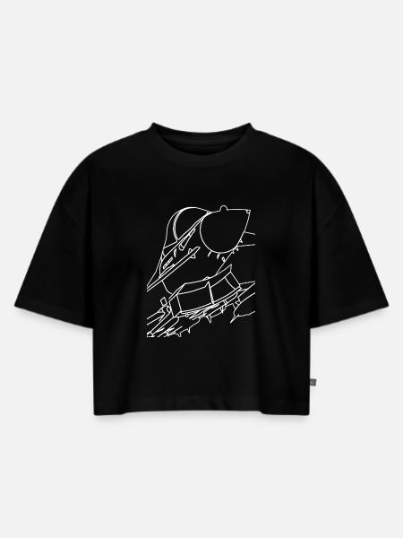Eurofighter Typhoon | Düsenjäger-| Kampfflugzeug - Frauen Premium Oversized Bio Cropped T-Shirt - Schwarz