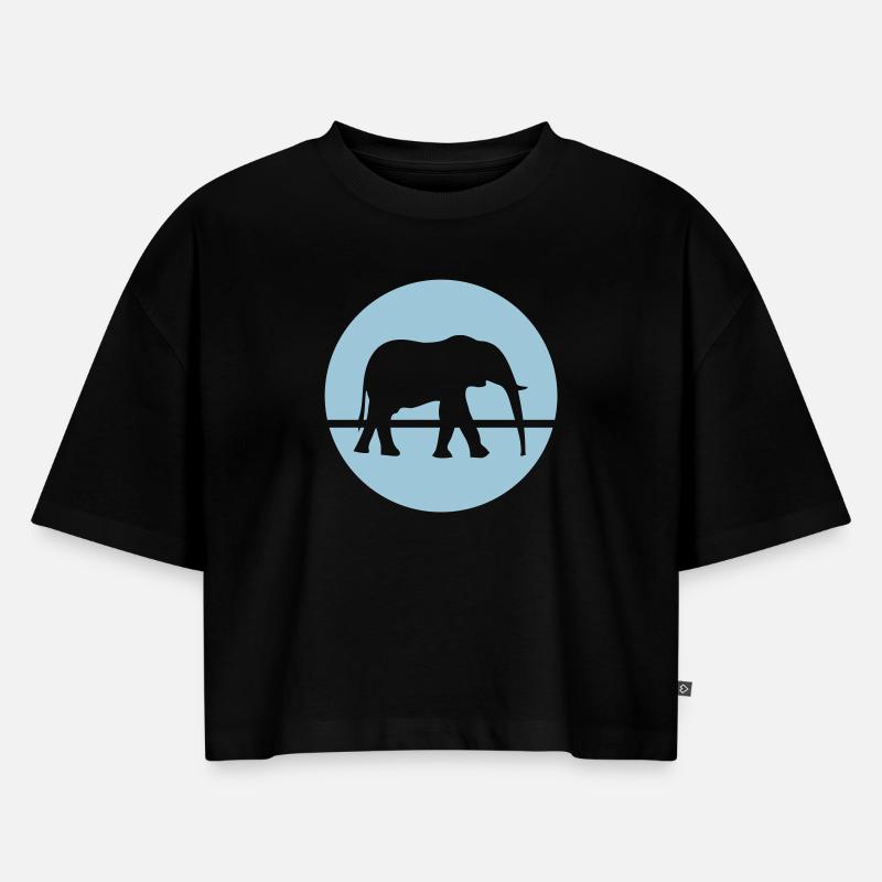 Elephant - Women’s Premium Oversized Organic Cropped T-Shirt - black