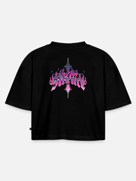 Silence Gothic - Frauen Premium Oversized Bio Cropped T-Shirt - Schwarz