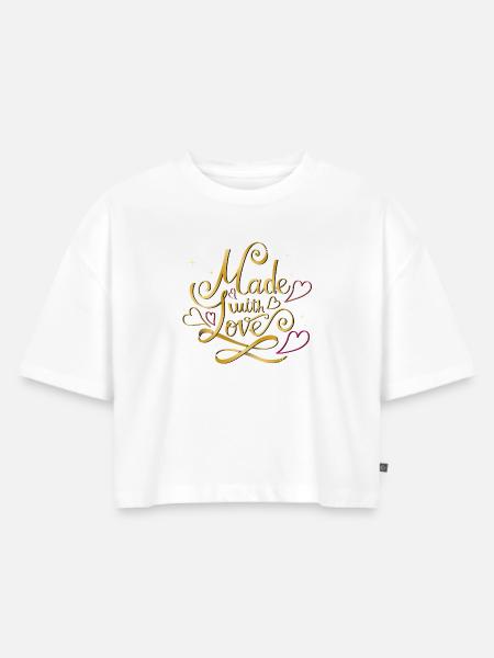 Made with Love - Frauen Premium Oversized Bio Cropped T-Shirt - Weiß