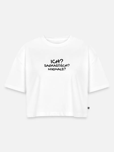 Sarkastisch Sarkasmus - Frauen Premium Oversized Bio Cropped T-Shirt - Weiß