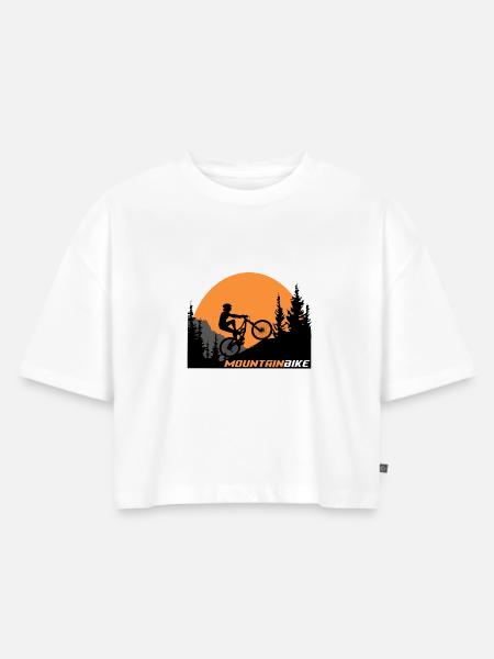 Mountainbike - Frauen Premium Oversized Bio Cropped T-Shirt - Weiß
