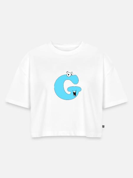 G - Frauen Premium Oversized Bio Cropped T-Shirt - Weiß