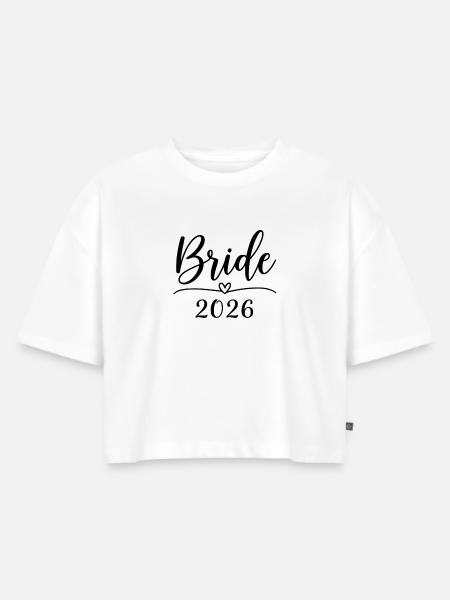 Bride 2026 - Frauen Premium Oversized Bio Cropped T-Shirt - Weiß