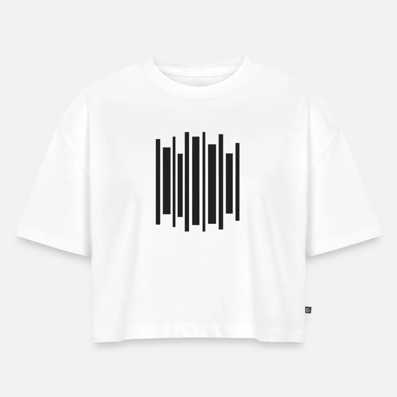 Geometric Equalizer Pulse - Women’s Premium Oversized Organic Cropped T-Shirt - white