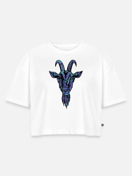 Ziege - Frauen Premium Oversized Bio Cropped T-Shirt - Weiß