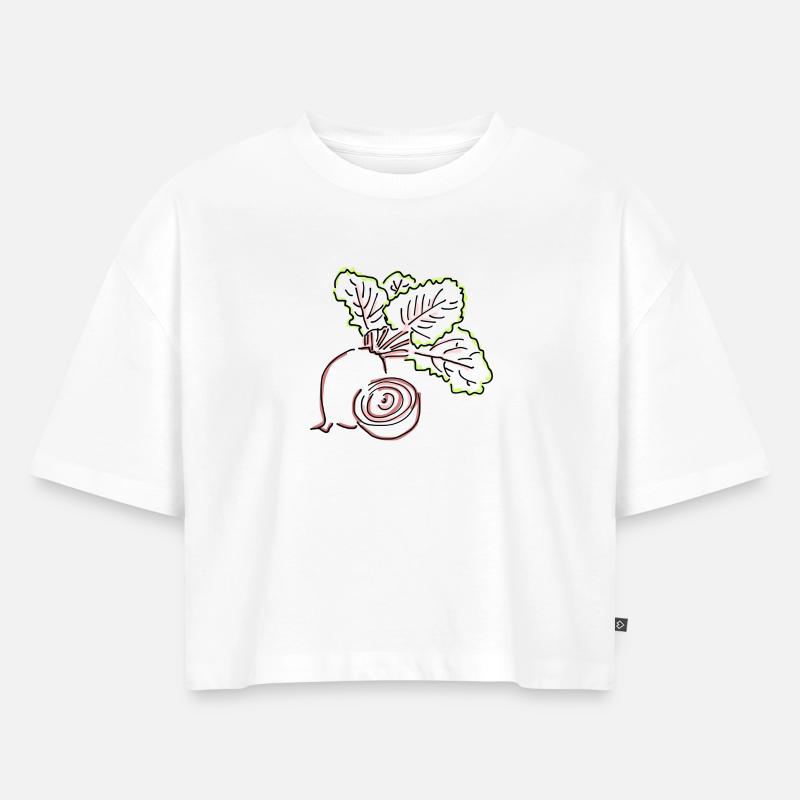 beetroot - Women’s Premium Oversized Organic Cropped T-Shirt - white