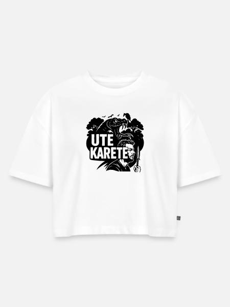 Ute Karete - Frauen Premium Oversized Bio Cropped T-Shirt - Weiß