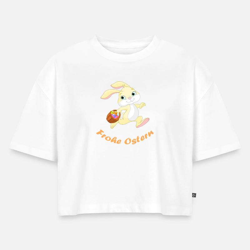 Pâques - Crop top Premium bio Oversize Femme - blanc