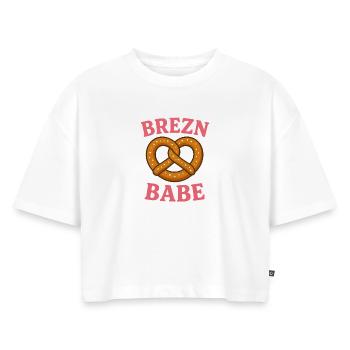 Brezn Babe Shirt - Frauen Premium Oversized Bio Cropped T-Shirt - Weiß - Vorne - Selfina (174cm)