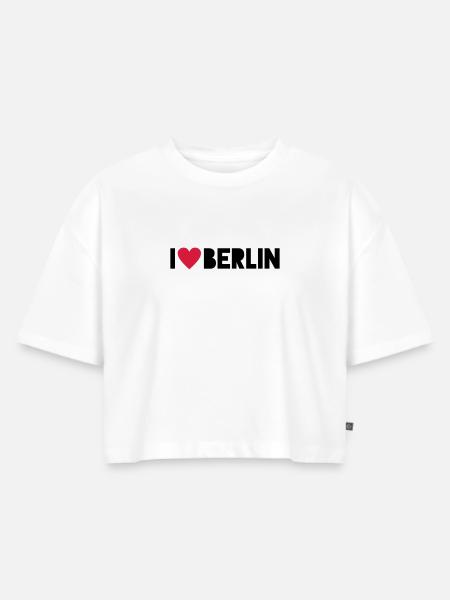 I Love Berlin - Frauen Premium Oversized Bio Cropped T-Shirt - Weiß