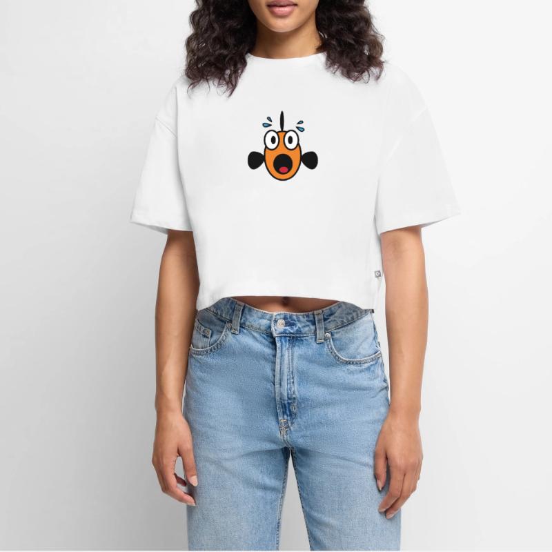Panic Fish Women’s Premium Oversized Organic Cropped T-Shirt