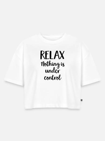 relax - Frauen Premium Oversized Bio Cropped T-Shirt - Weiß