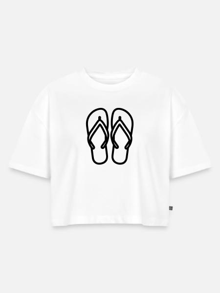 Flip-Flops - Frauen Premium Oversized Bio Cropped T-Shirt - Weiß