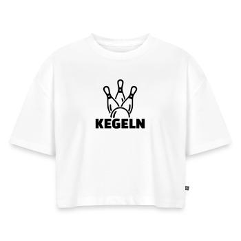 Kegeln - Frauen Premium Oversized Bio Cropped T-Shirt - Weiß - Vorne - Selfina (174cm)