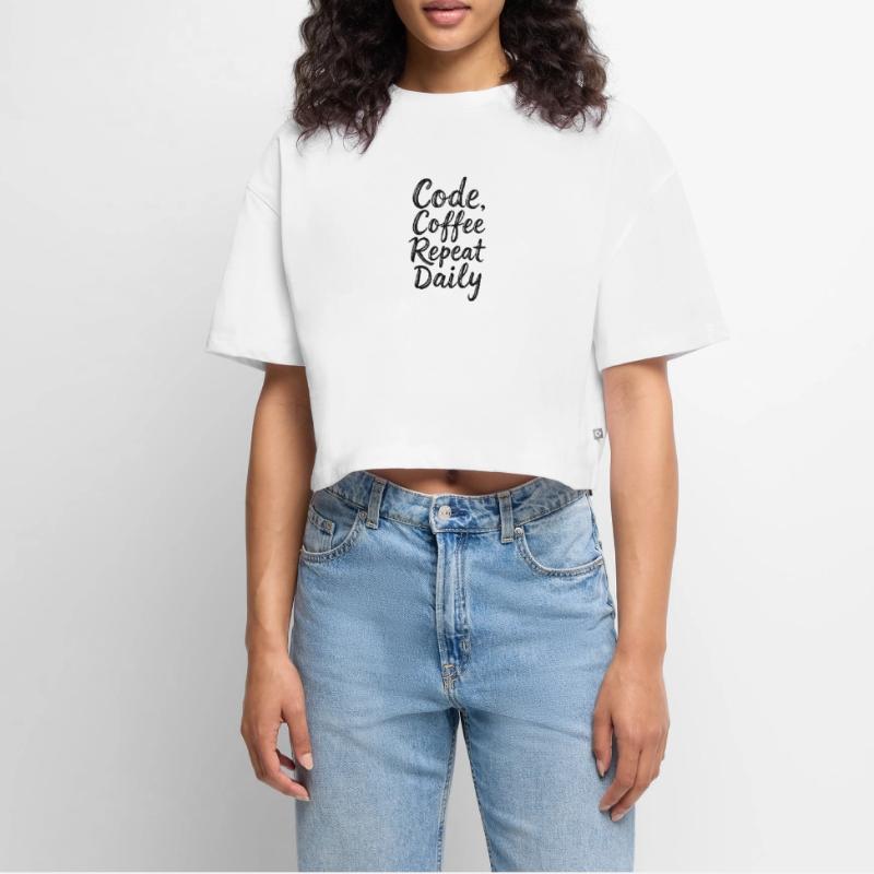 Code Schlaf Debug Wiederholungsprogramm Shirt Frauen Premium Oversized Bio Cropped T-Shirt