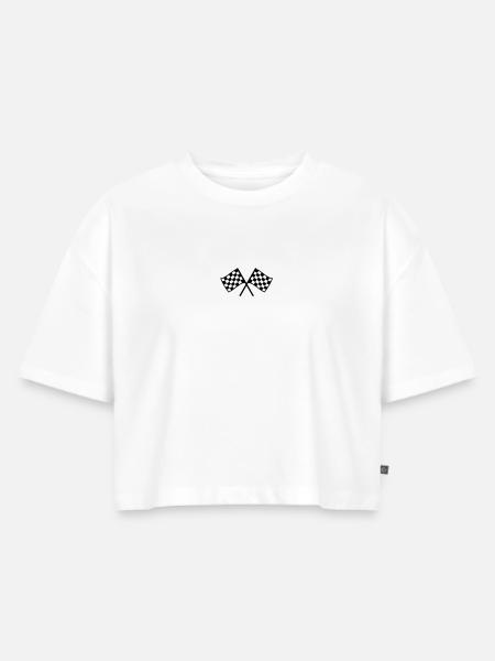 Zielflagge - Frauen Premium Oversized Bio Cropped T-Shirt - Weiß