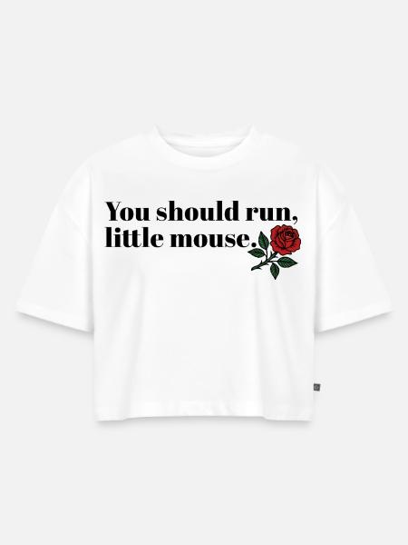 Run Baby Run – Dark Booktok Design - Frauen Premium Oversized Bio Cropped T-Shirt - Weiß