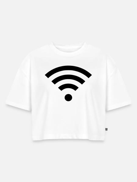 WIFI-WLAN - Frauen Premium Oversized Bio Cropped T-Shirt - Weiß