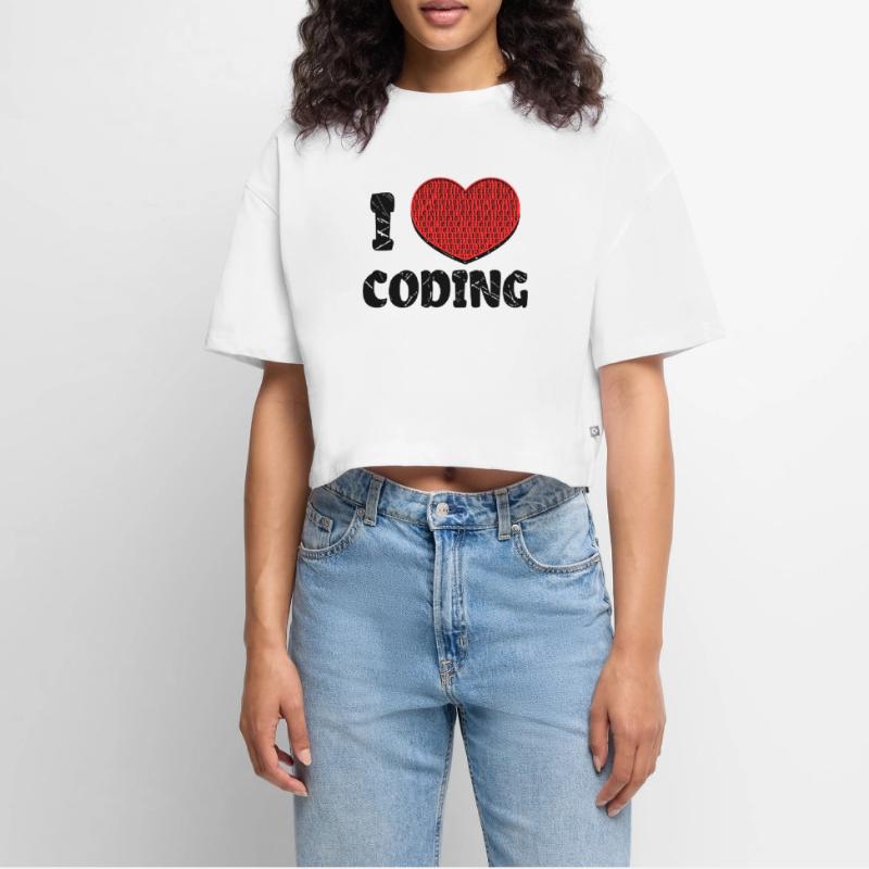 Script de code Debug Heart Statement Crop top Premium bio Oversize Femme