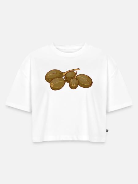 Kapern Kapernstrauch - Frauen Premium Oversized Bio Cropped T-Shirt - Weiß