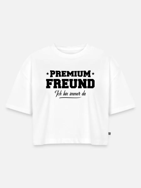 freund premium - Frauen Premium Oversized Bio Cropped T-Shirt - Weiß