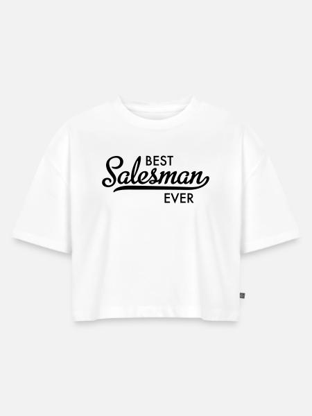 Verkauf - Frauen Premium Oversized Bio Cropped T-Shirt - Weiß