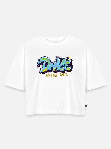 dance with me - Frauen Premium Oversized Bio Cropped T-Shirt - Weiß