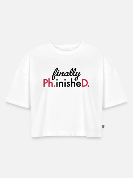 phd - Frauen Premium Oversized Bio Cropped T-Shirt - Weiß