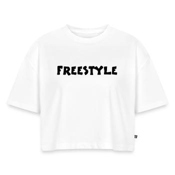 freestyle2_vec_1fr - Crop top Premium bio Oversize Femme - blanc - Devant - Selfina (174cm)