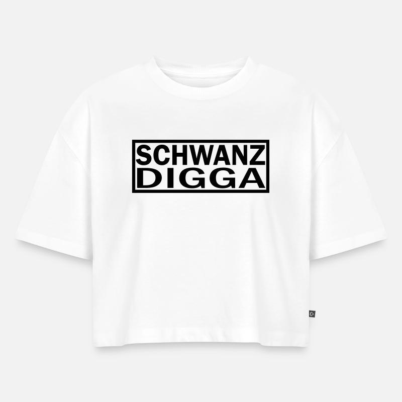 QUEUE DIGGA - Crop top Premium bio Oversize Femme - blanc