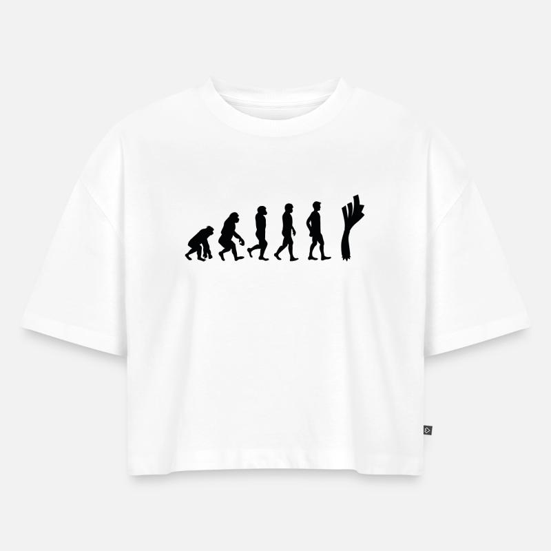 Leek evolution - Women’s Premium Oversized Organic Cropped T-Shirt - white