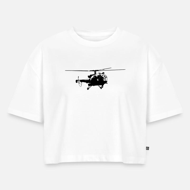 Helicopter - Crop top Premium bio Oversize Femme - blanc