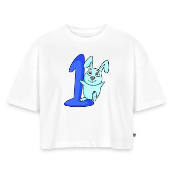 1 Jahr alt 1 Geburtstag Geschenk - Frauen Premium Oversized Bio Cropped T-Shirt - Weiß - Vorne - Selfina (174cm)