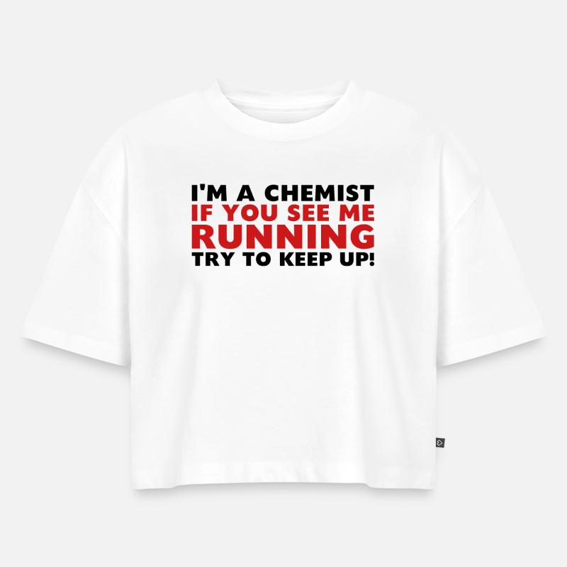 Chimiste en cours d'exécution - Crop top Premium bio Oversize Femme - blanc