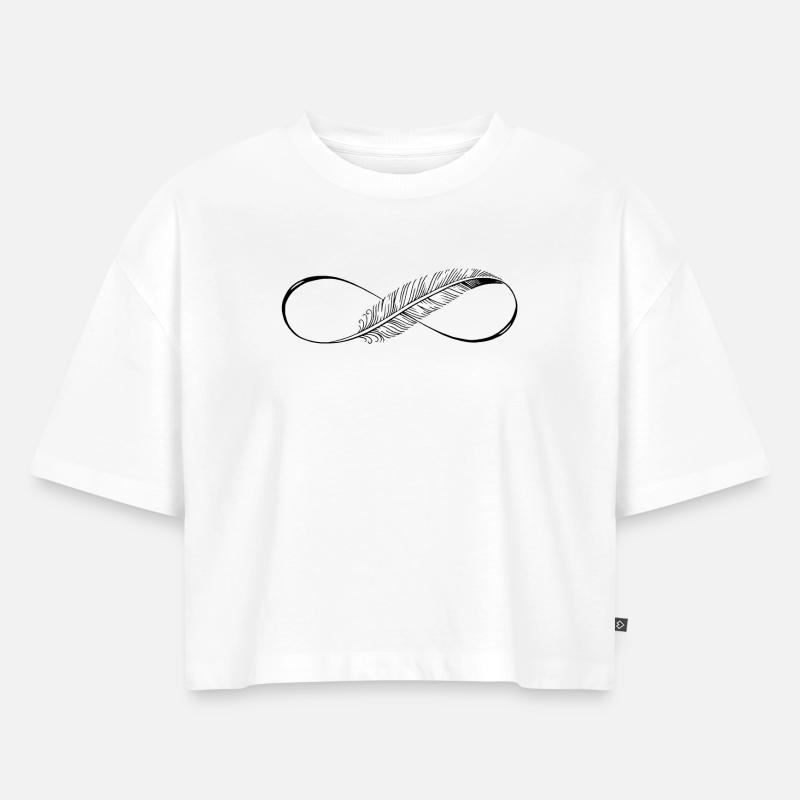 Cute Lines Infinity Spring - Women’s Premium Oversized Organic Cropped T-Shirt - white